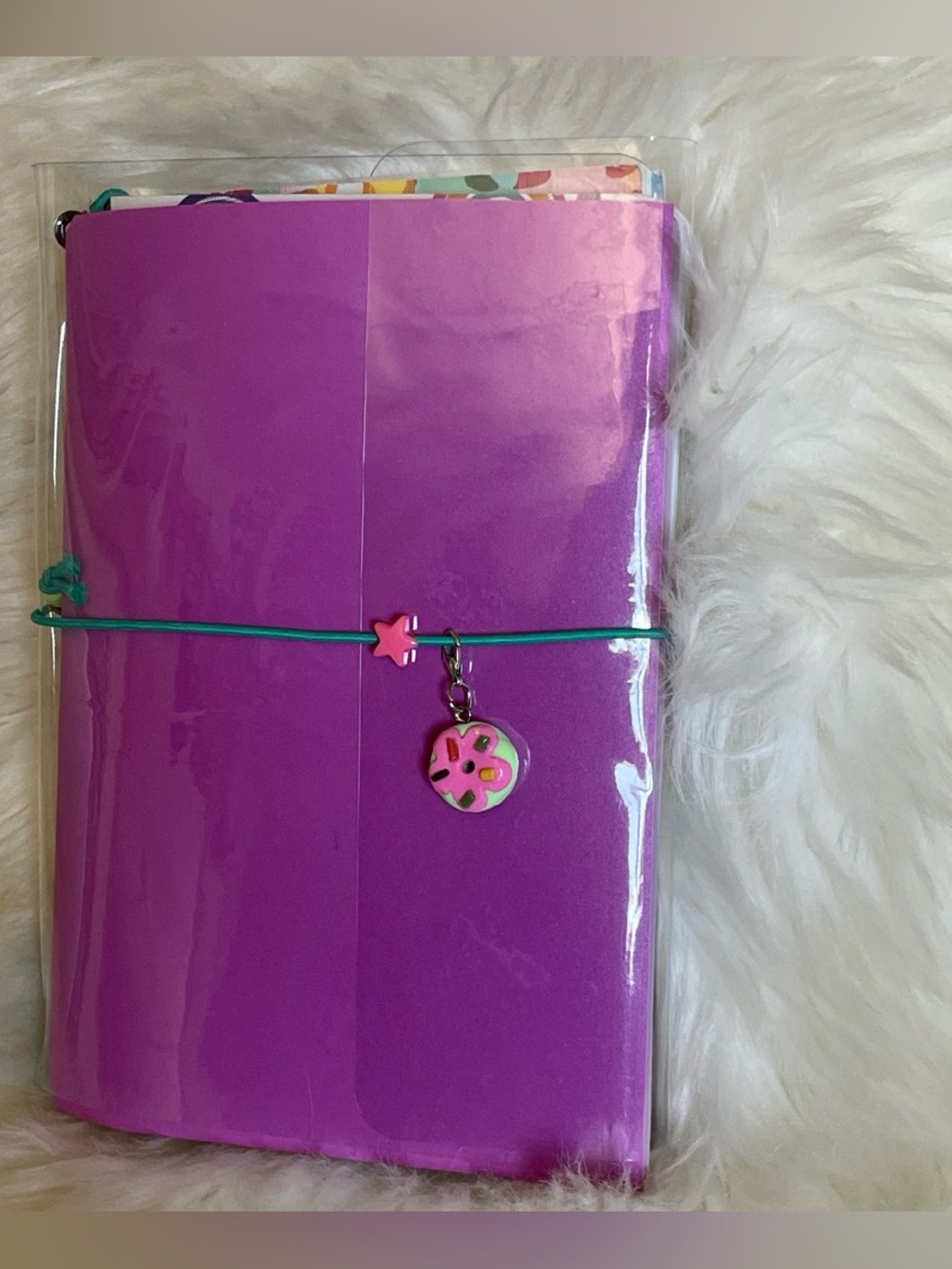 Purple midori  Notebook with Donut Charm